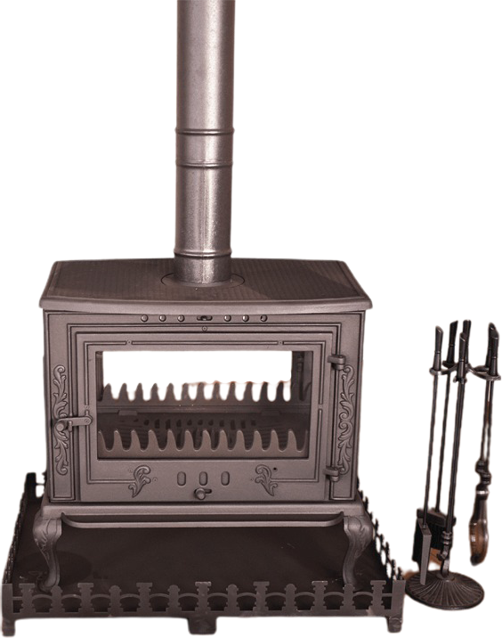 Küllüklü Modern 4 Tarafı Camlı Döküm Soba