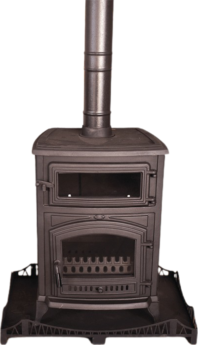 Modern 3 Tarafı Camlı Dikey Kuzineli Döküm Soba 85