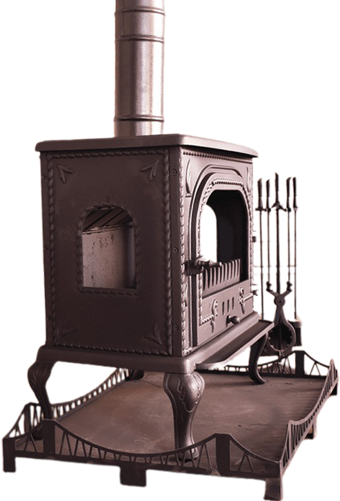 Alev Desenli 3 Tarafı Camlı Döküm Soba