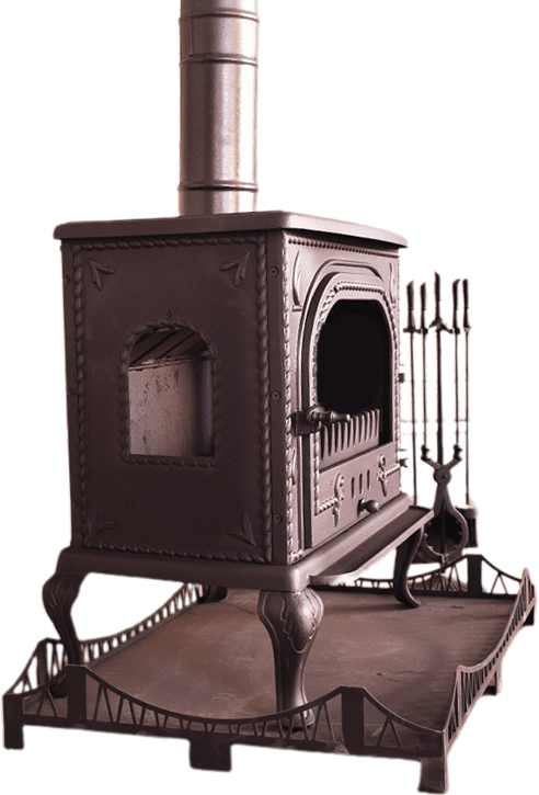 Alev Desenli 2 Tarafı Camlı Döküm Soba