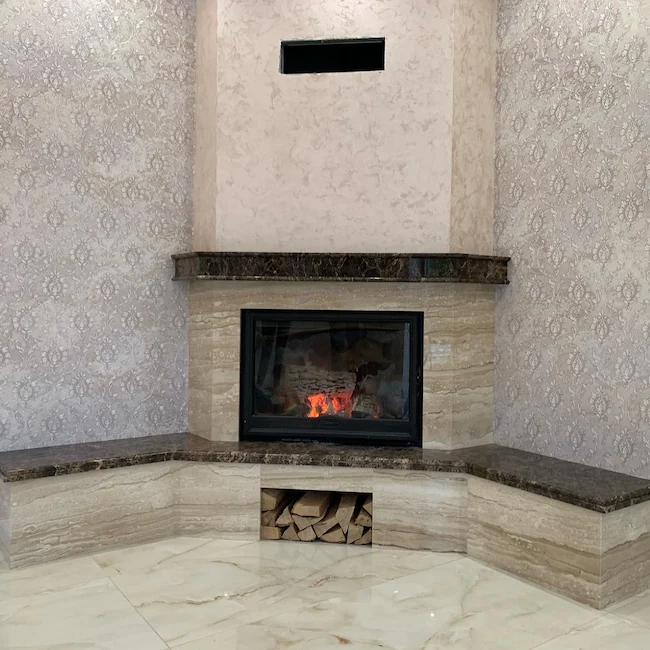 Corner Wood-Burning Fireplace 3