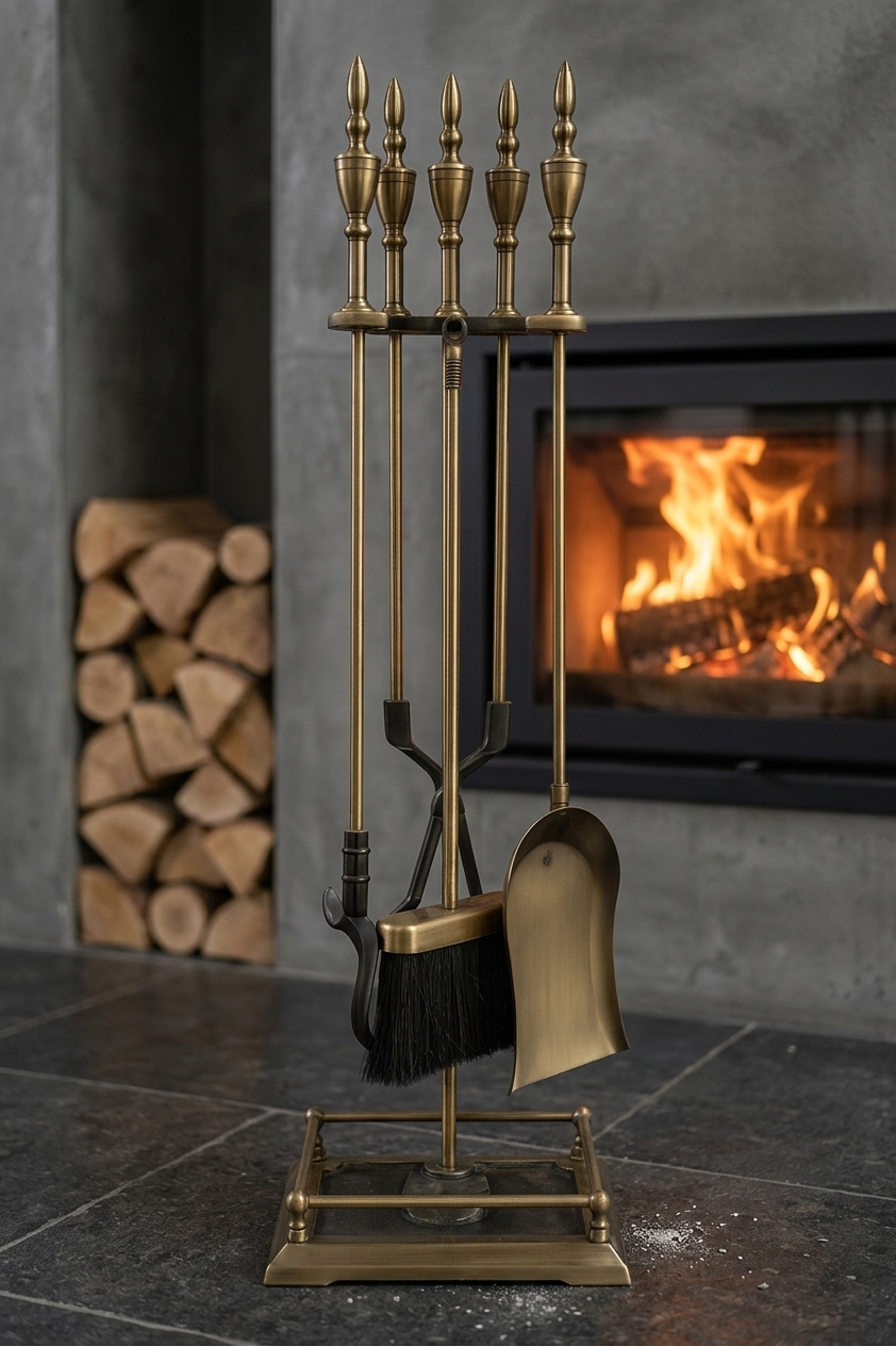 Gold Süvari Fireplace Tool Set