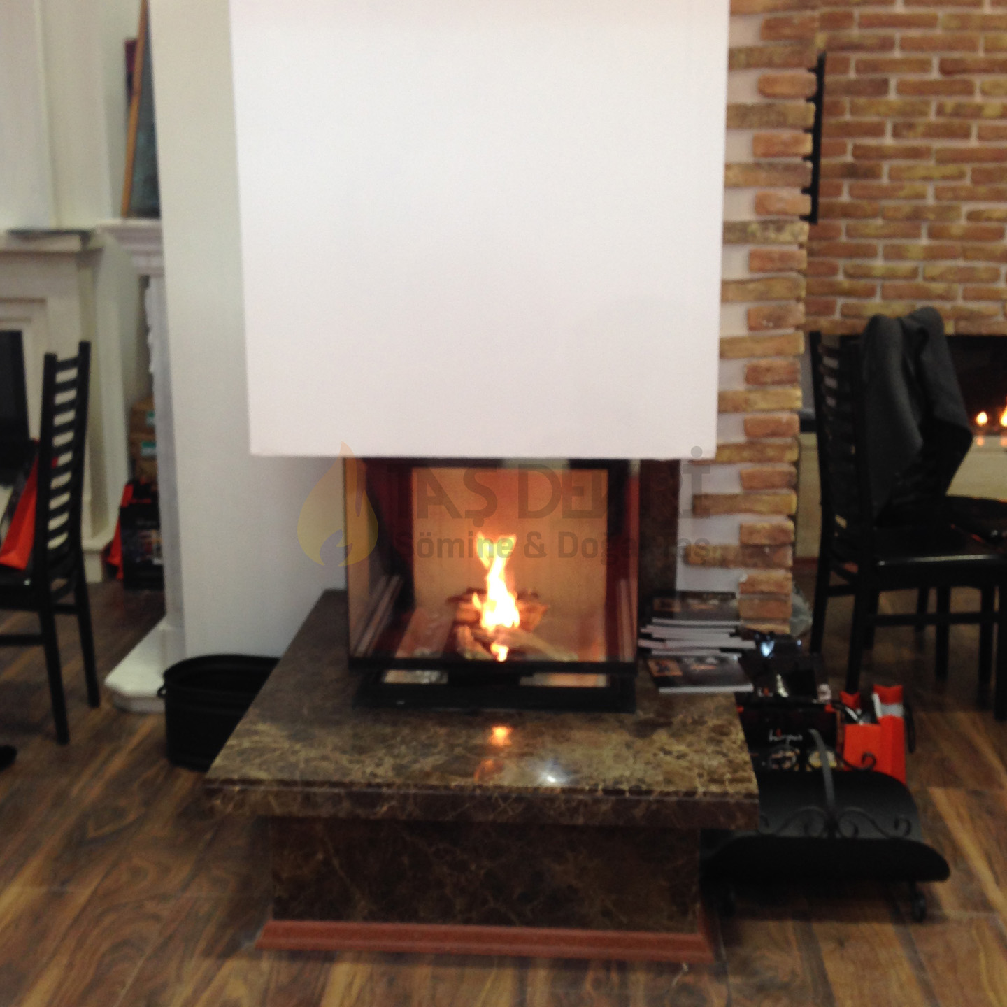 Three-Sided Wood-Burning Fireplace 13