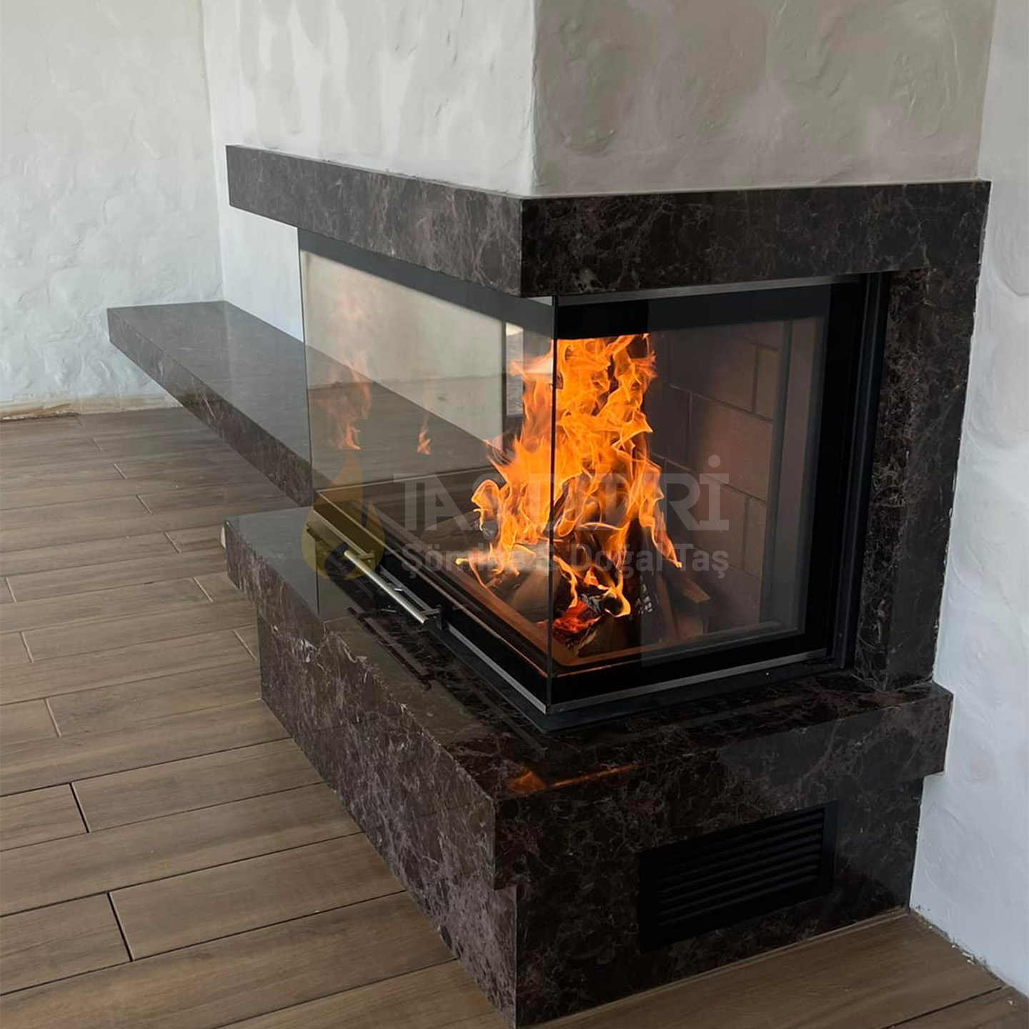 Three-Sided Wood-Burning Fireplace 17