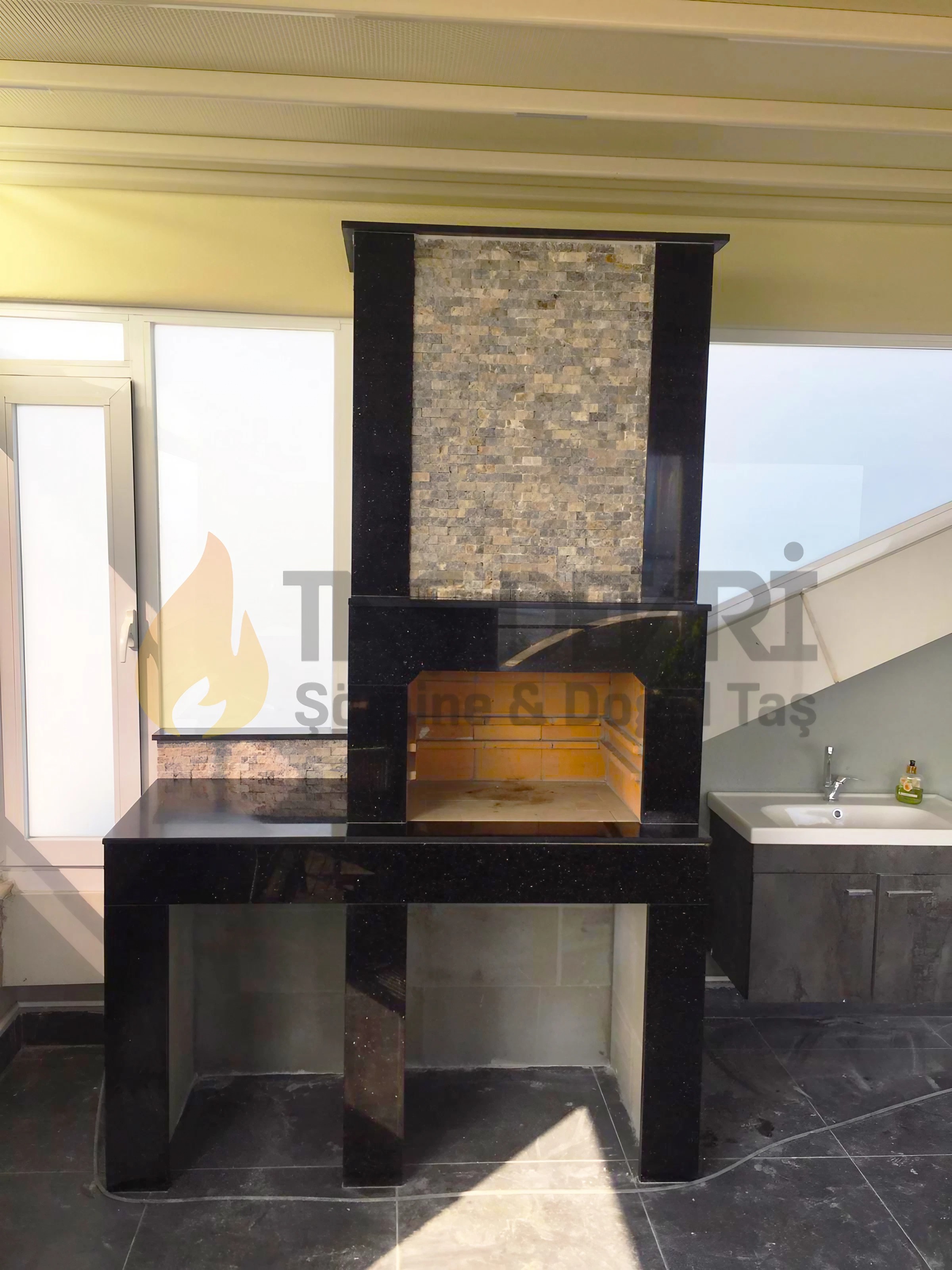Marble and Split-Face Stone Barbecue