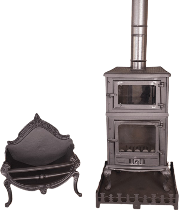 Vertical with Oven Modern Cast-Iron Stove