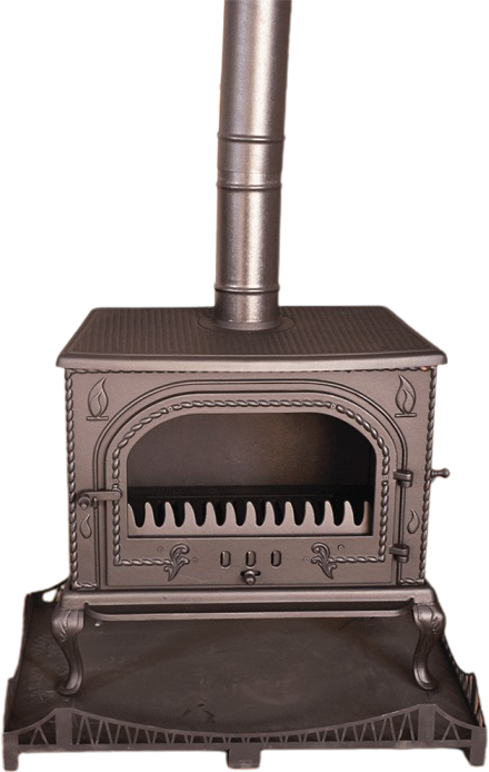 Flame Patterned 2 Sided Glazed Cast-Iron Stove