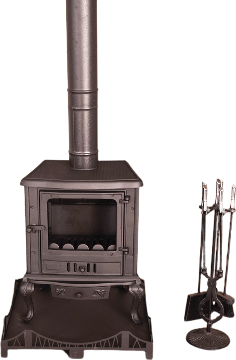 3 Sided Glazed Modern Cast-Iron Stove 65
