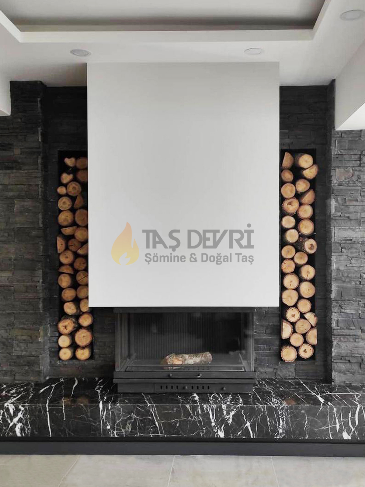 Three-Sided Wood-Burning Fireplace 6