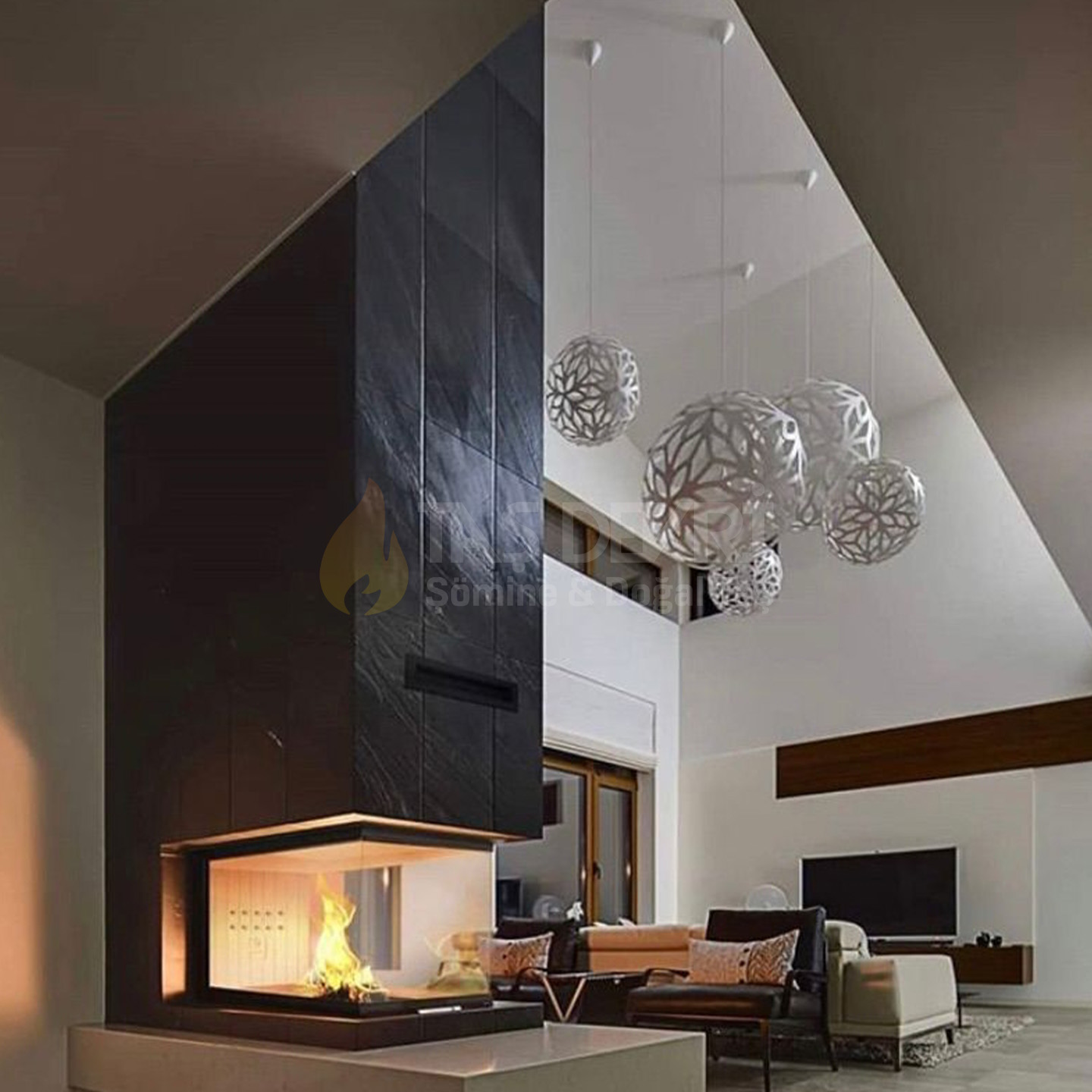 Three-Sided Wood-Burning Fireplace 26