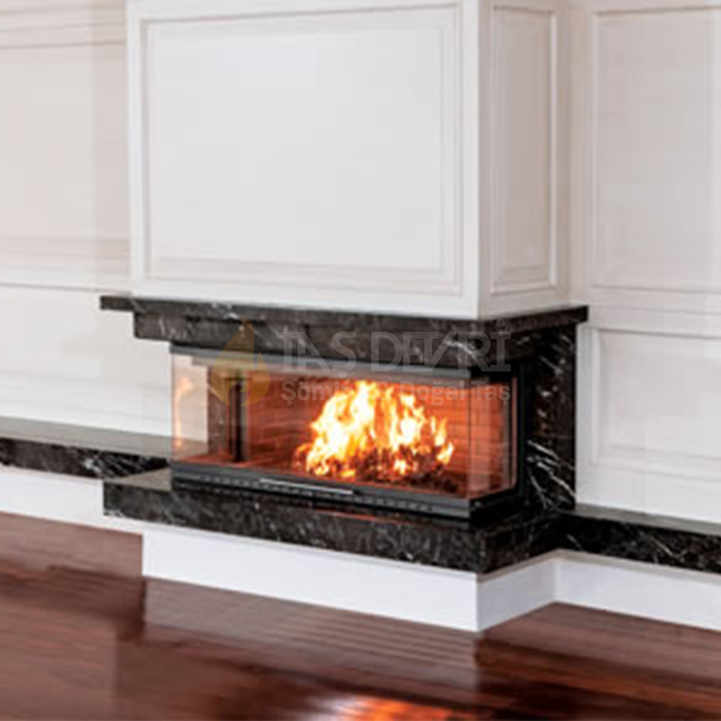 Three-Sided Wood-Burning Fireplace 30