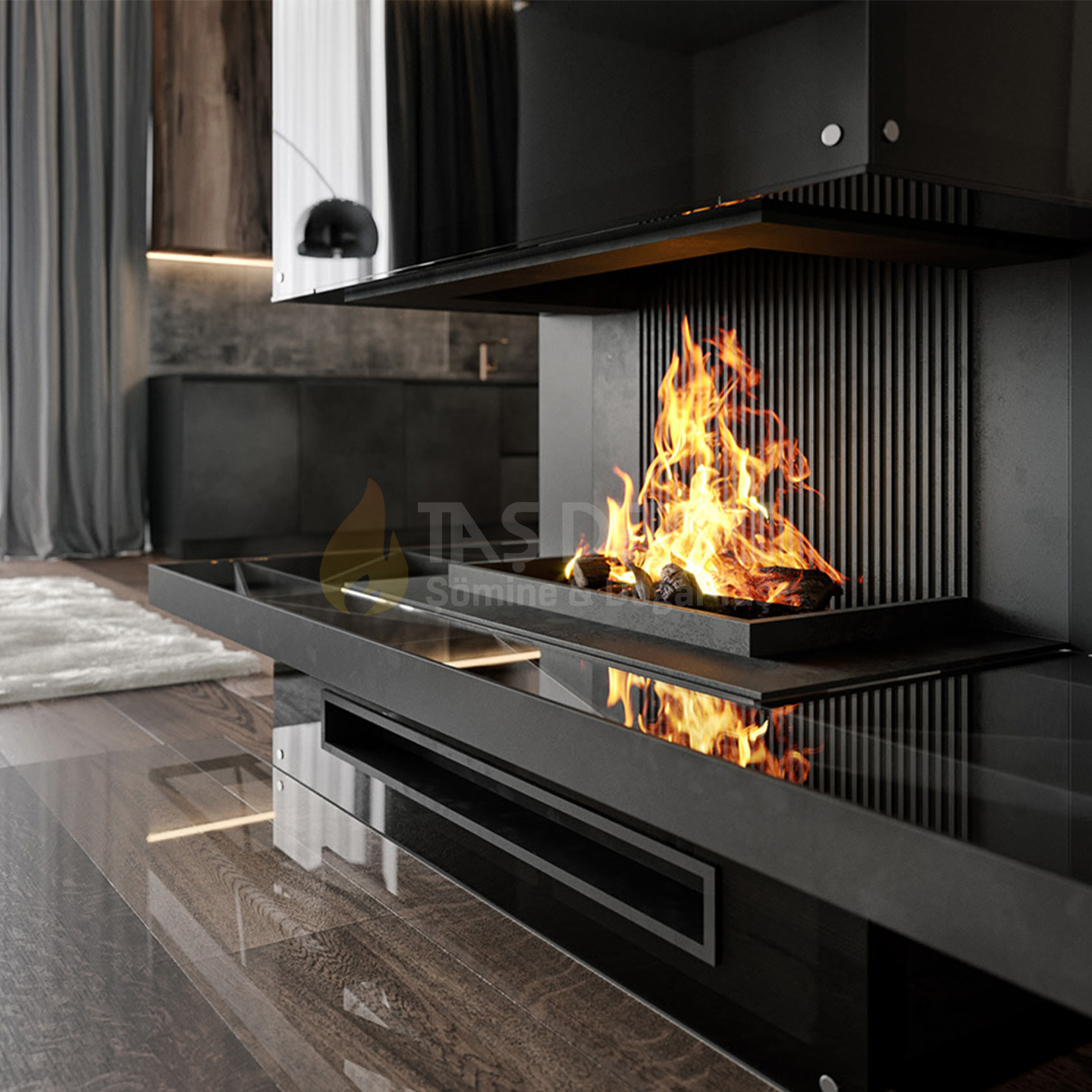 Three-Sided Wood-Burning Fireplace 33