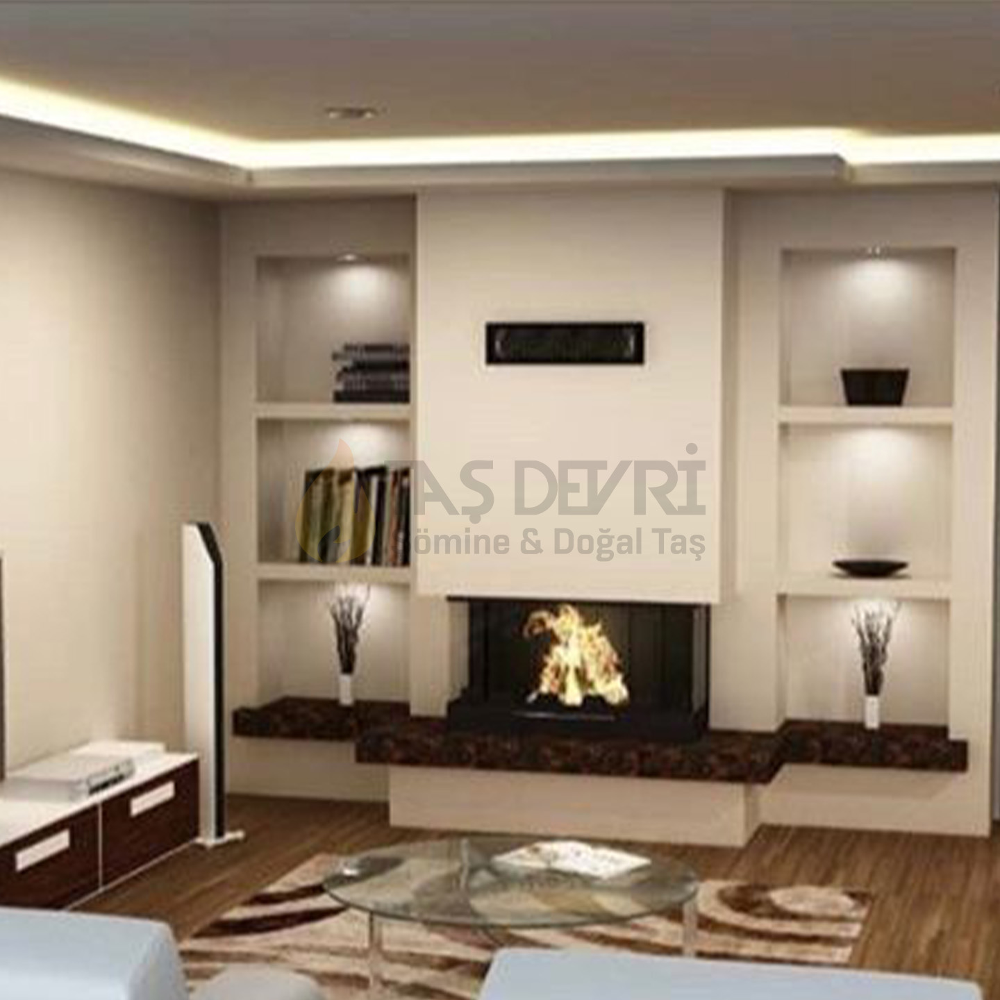 Three-Sided Wood-Burning Fireplace 37