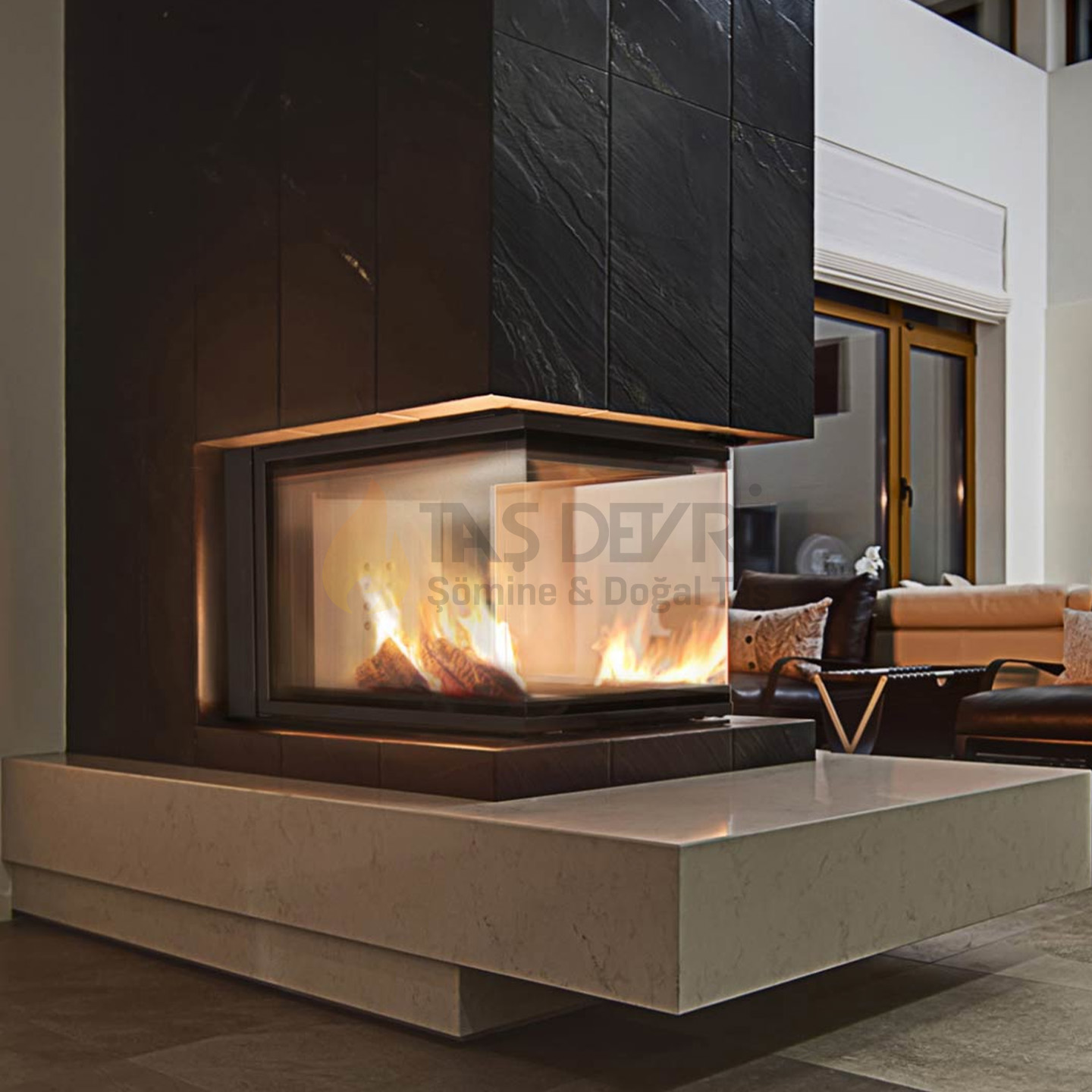 Three-Sided Wood-Burning Fireplace 40