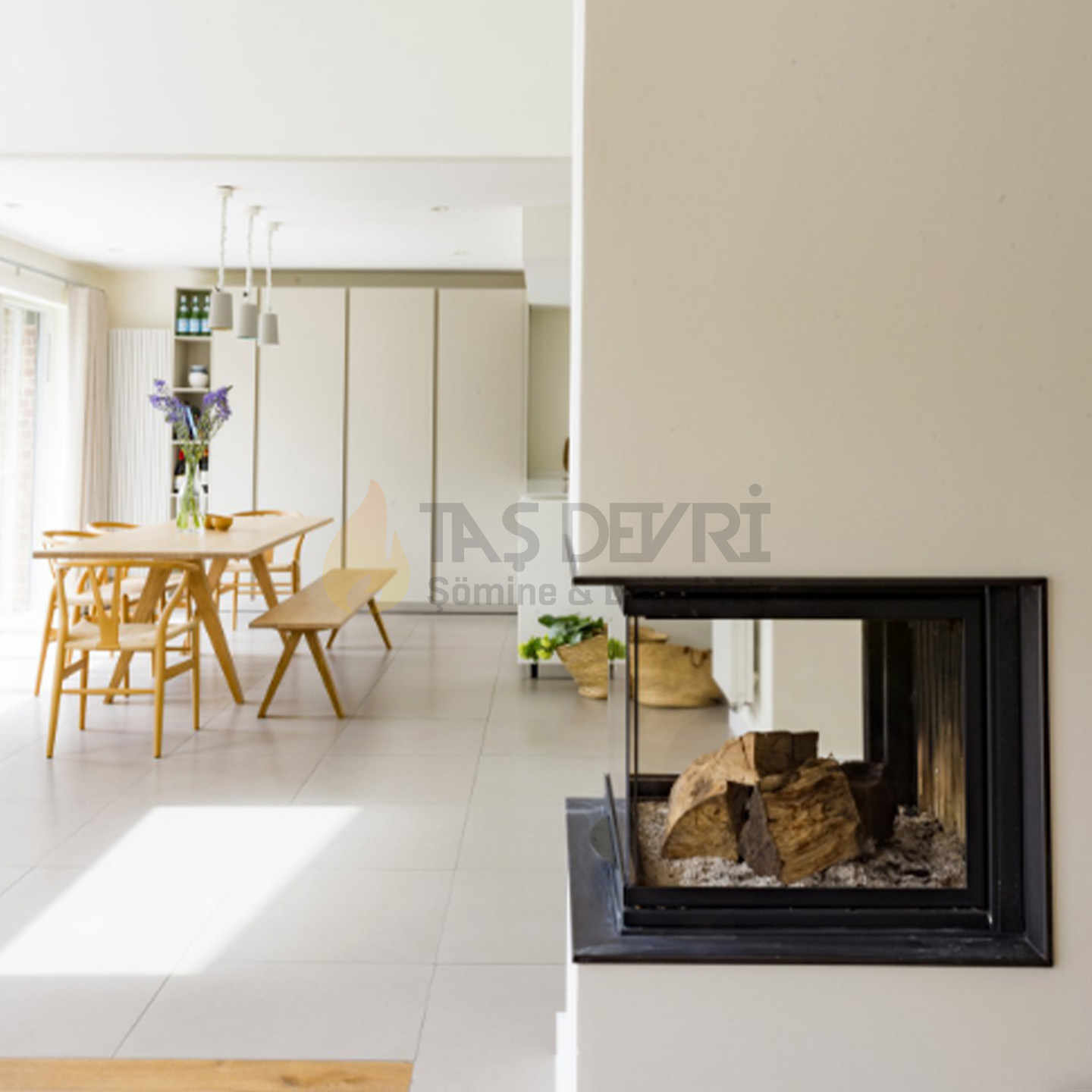 Three-Sided Wood-Burning Fireplace 41