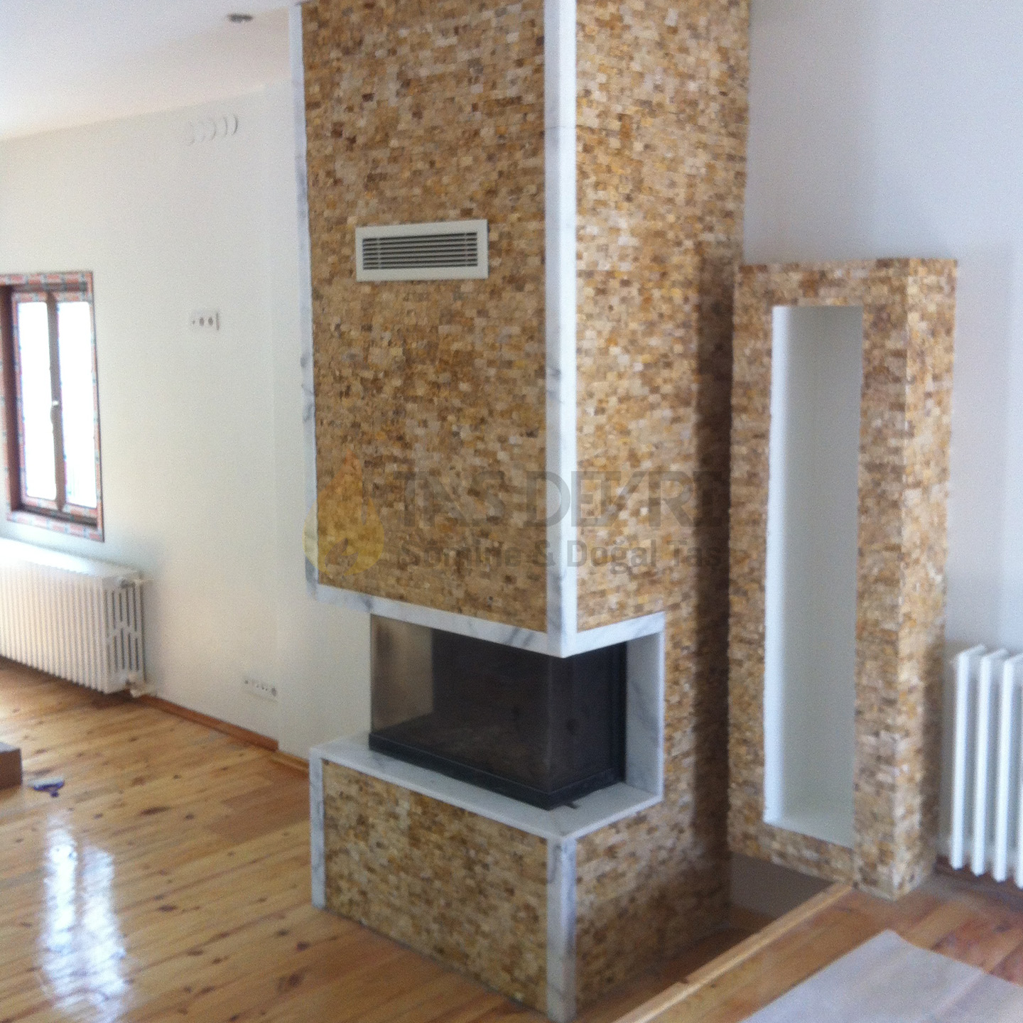 Three-Sided Wood-Burning Fireplace 45