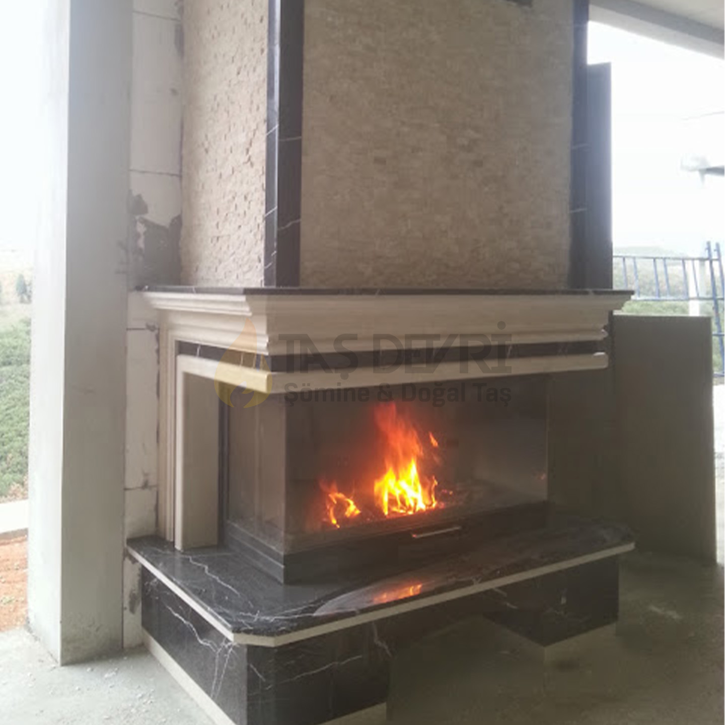 Three-Sided Wood-Burning Fireplace 46