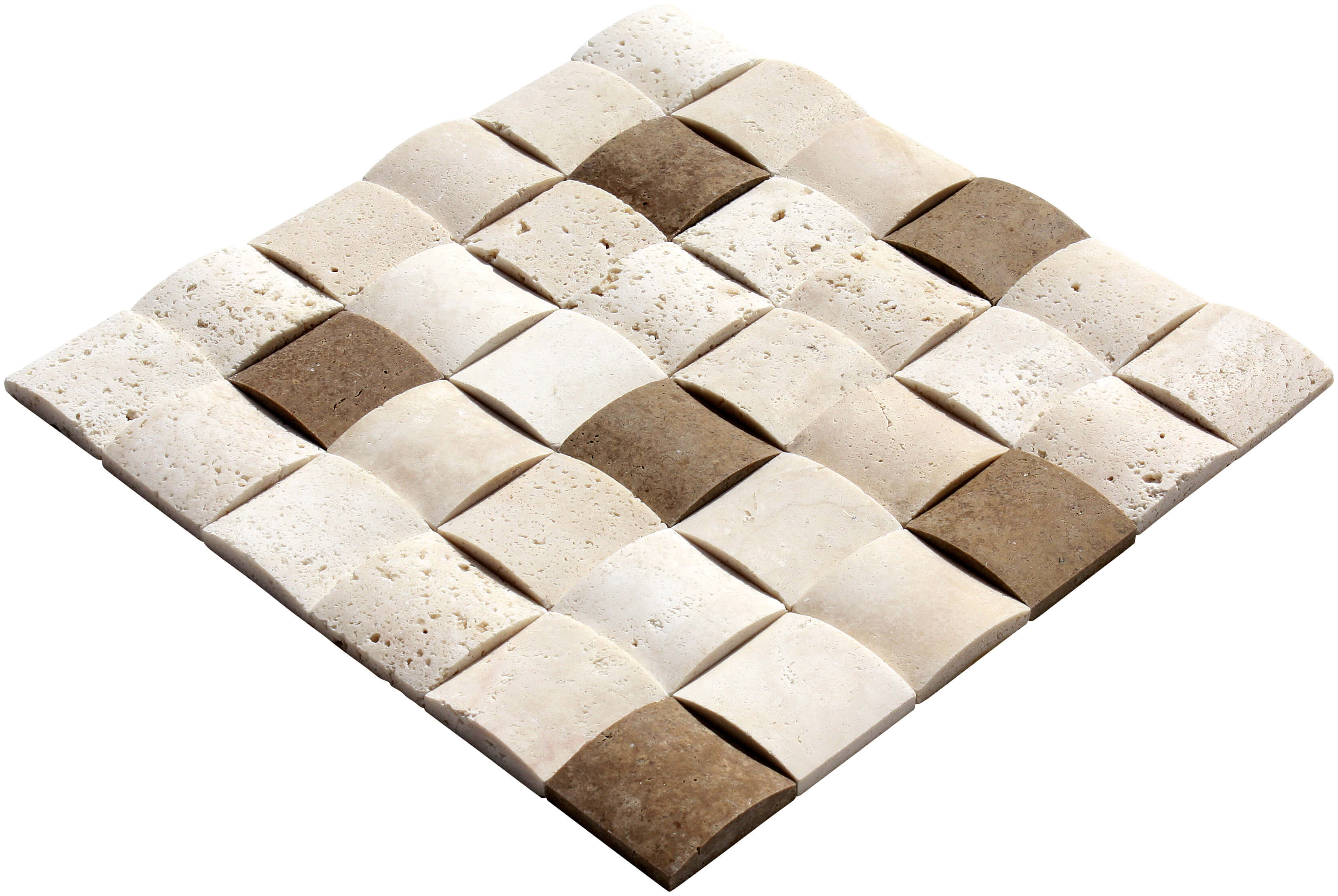 48x48 Concave Noce Chiaro Trv.(Wall Stone Cladding)