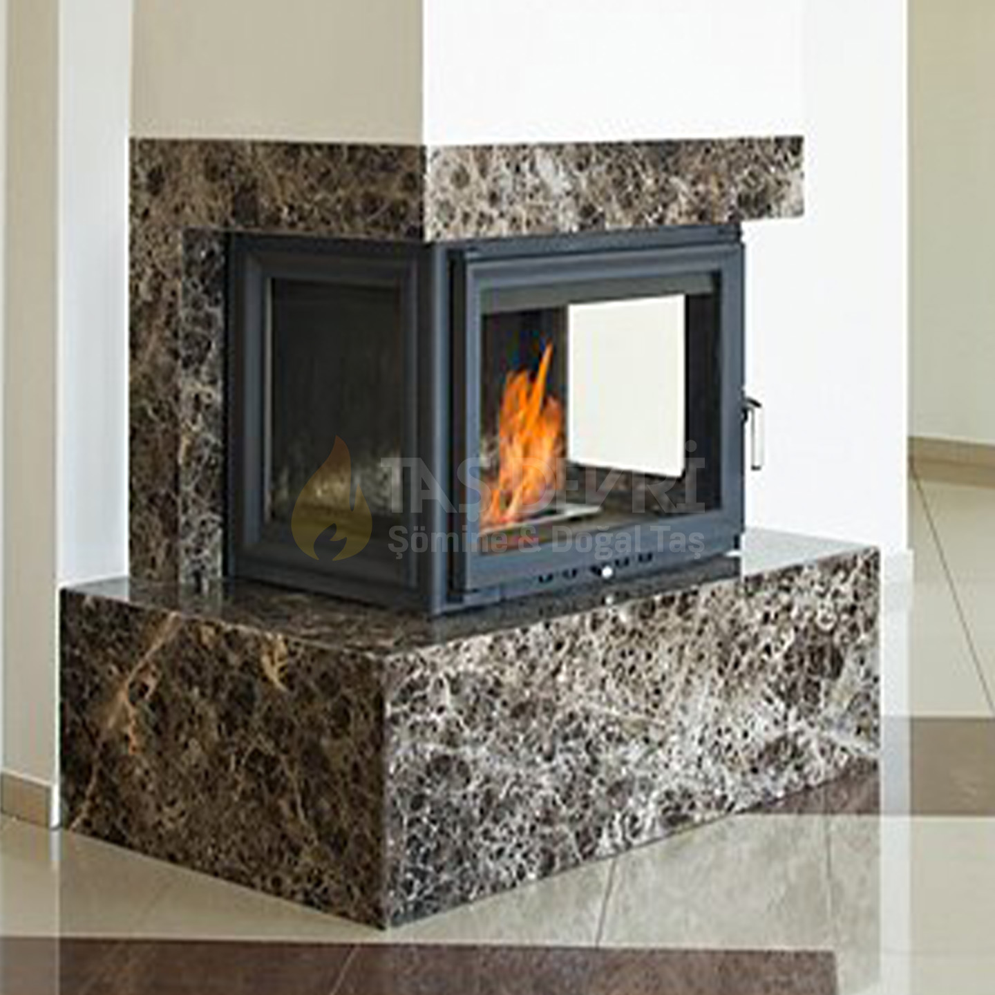 Three-Sided Wood-Burning Fireplace 49