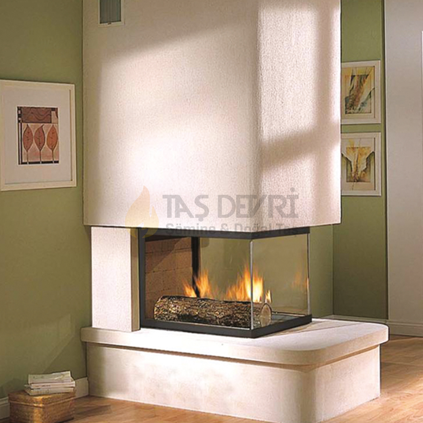Three-Sided Wood-Burning Fireplace 53