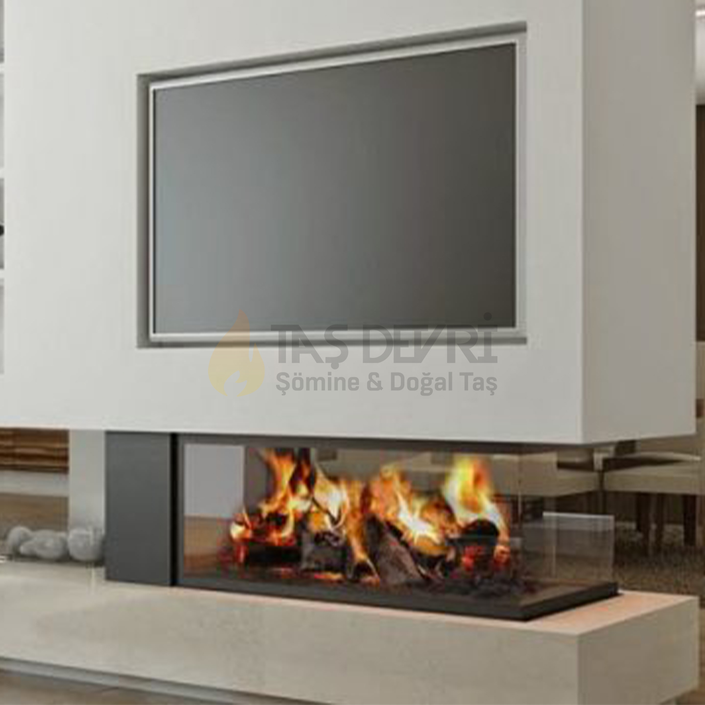 Three-Sided Wood-Burning Fireplace 54