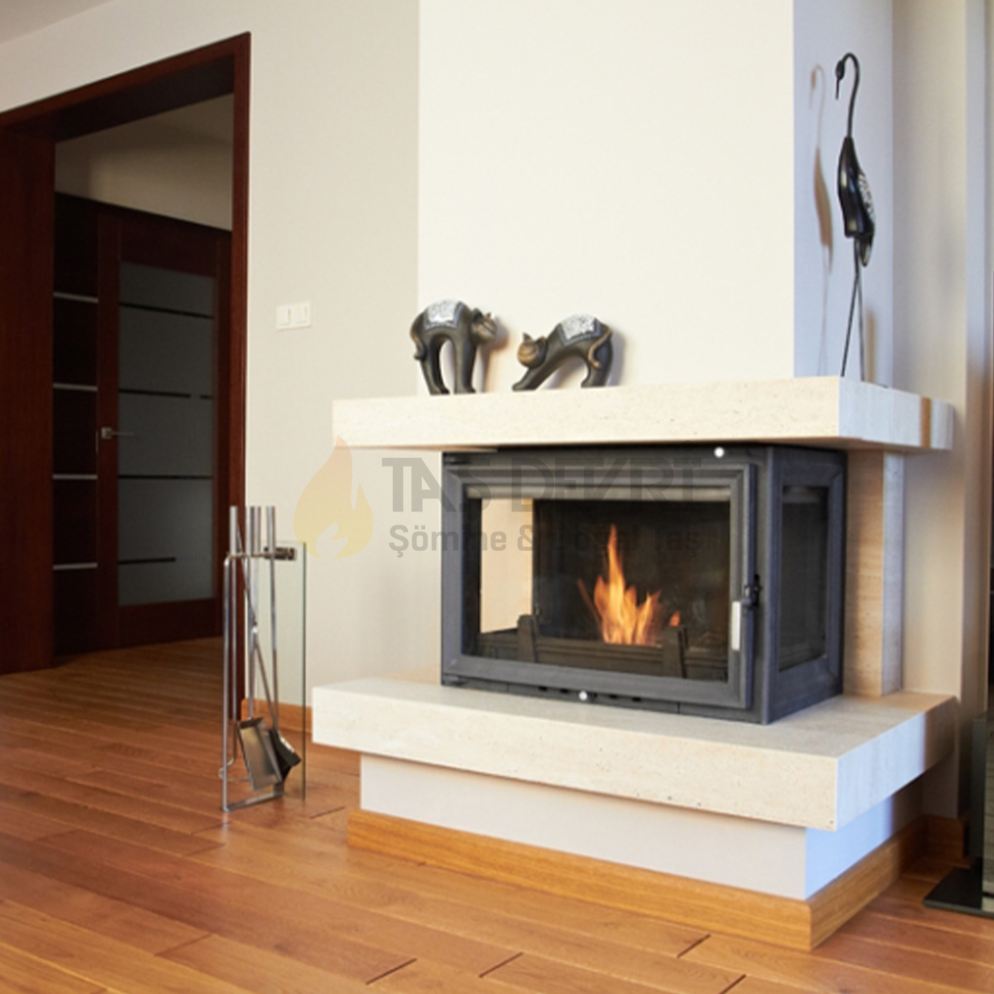 Three-Sided Wood-Burning Fireplace 55