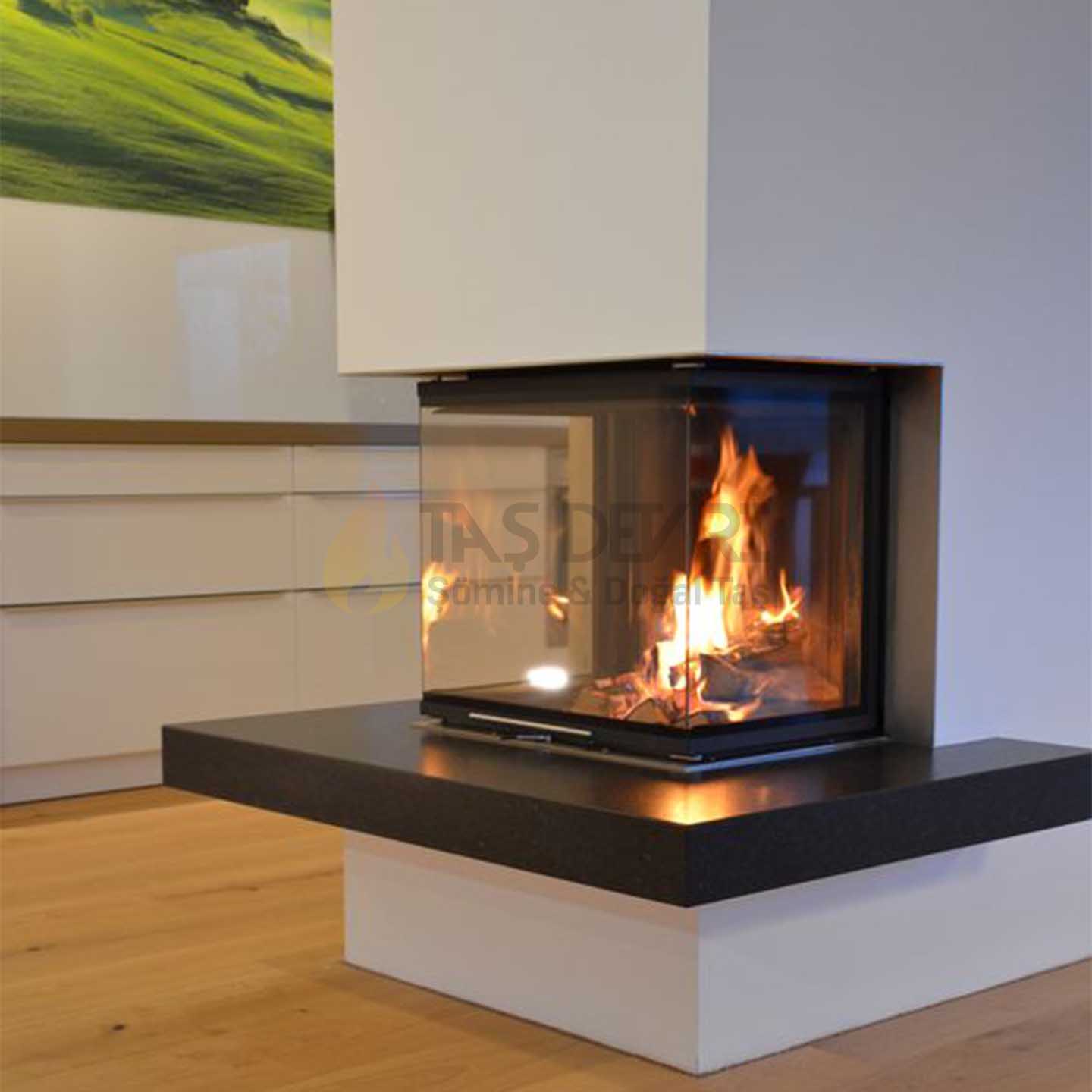 Three-Sided Wood-Burning Fireplace 62