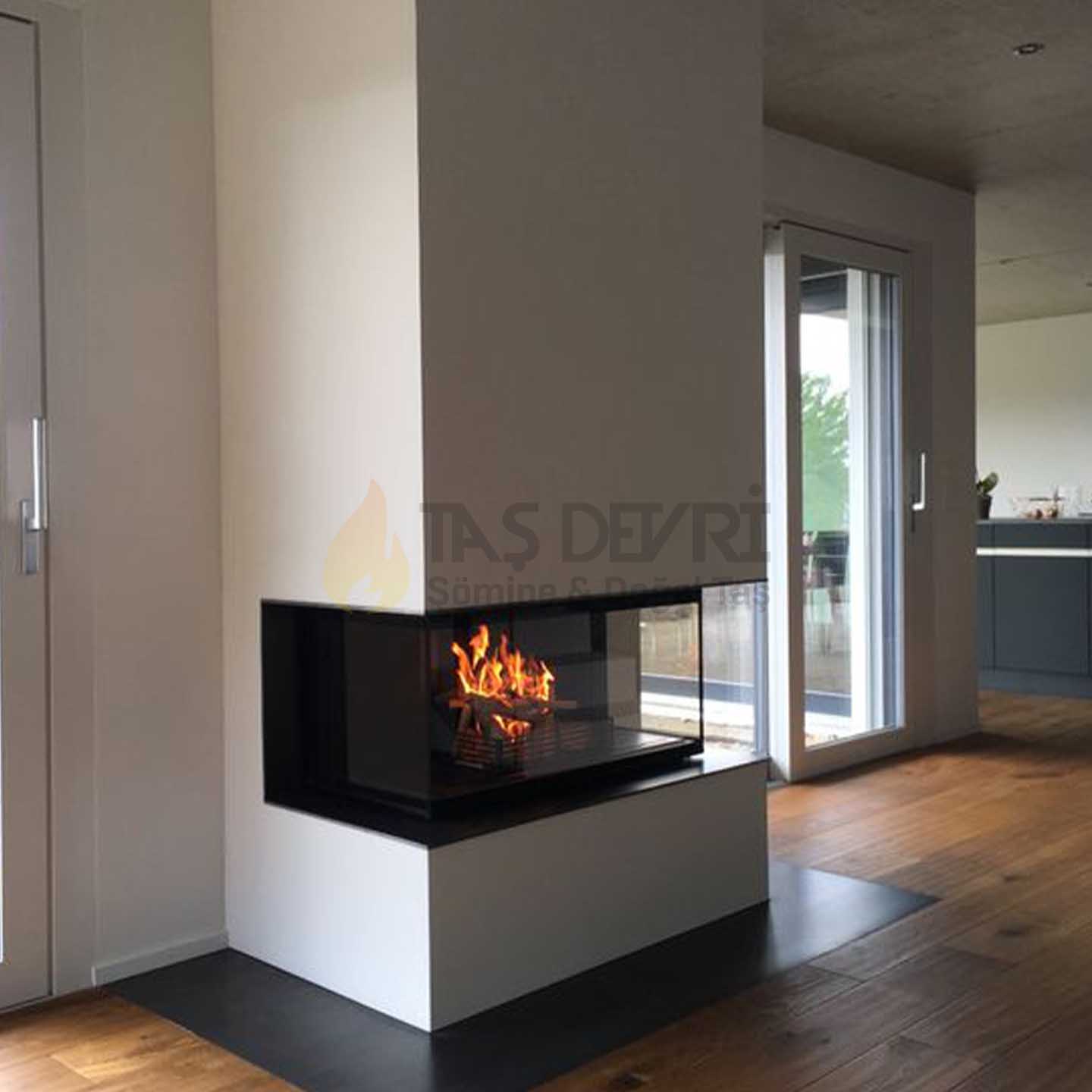 Three-Sided Wood-Burning Fireplace 64