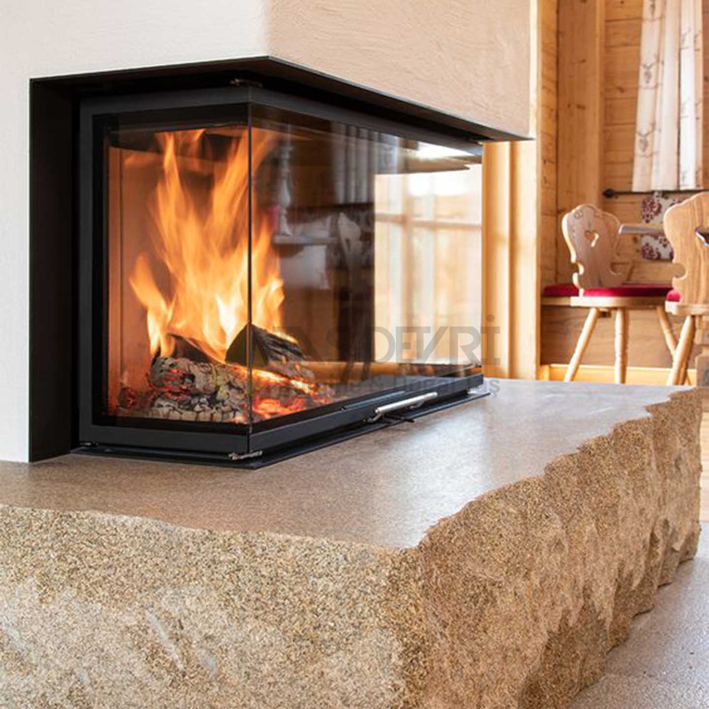 Three-Sided Wood-Burning Fireplace 67