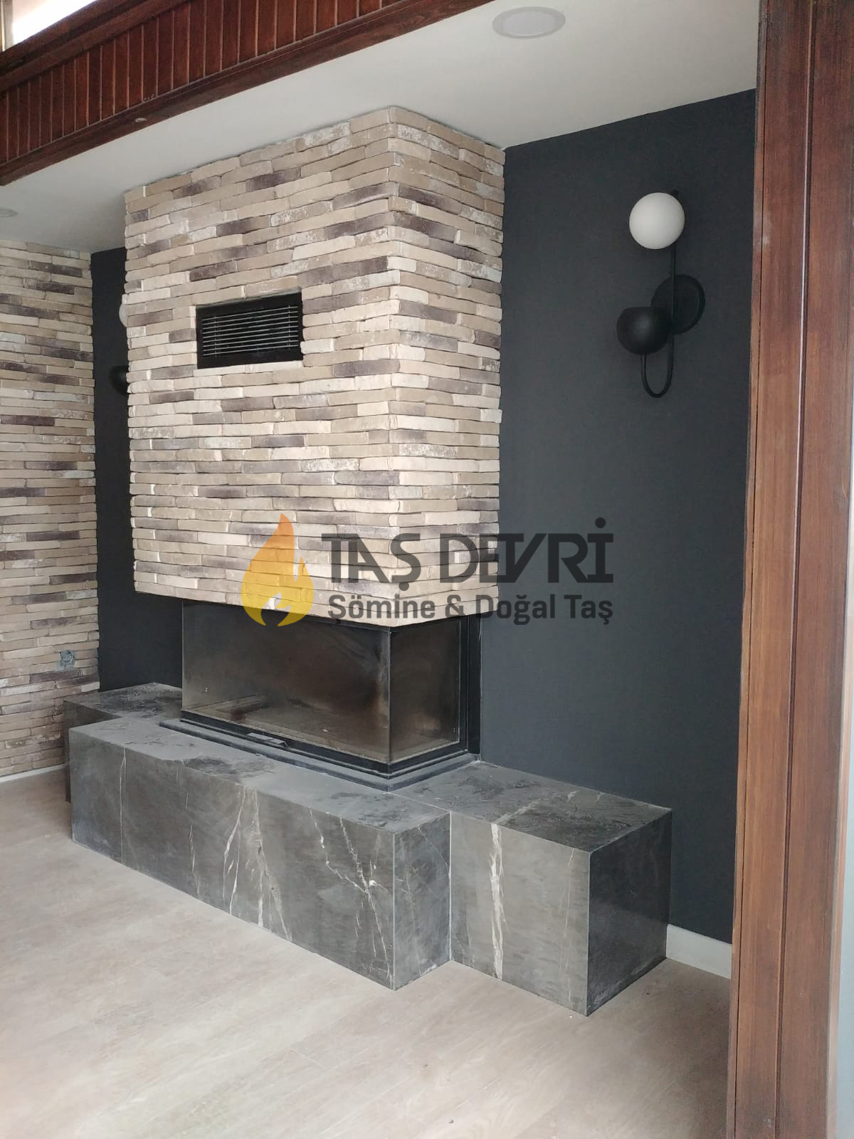 Three-Sided Wood-Burning Fireplace 7