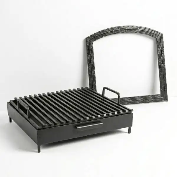 Barbecue and Fireplace için Küllüklü Grate and Lid Seti