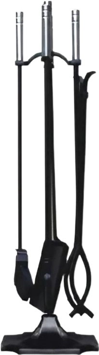 Silver with Handle Black Fireplace Tool Set